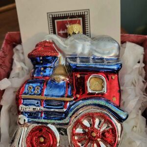 1998 Hallmark Crown Reflections Locomotive Blown Glass Ornament